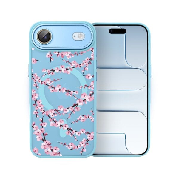 Etui do iPhone Air Color Flush z MagSafe, z osłoną aparatu, sakura kwiat wiśni, niebieskie