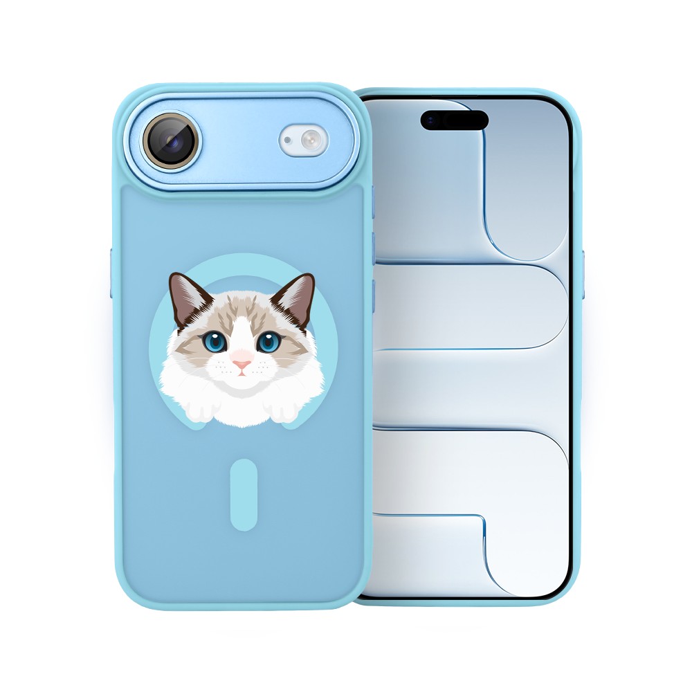 Etui do iPhone Air Color Flush z MagSafe, z osłoną aparatu, kot birmański, niebieskie