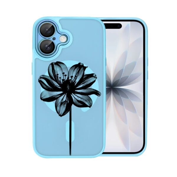 Etui do iPhone 17 Color Flush z MagSafe, z osłoną aparatu, czarny kwiat, niebieskie