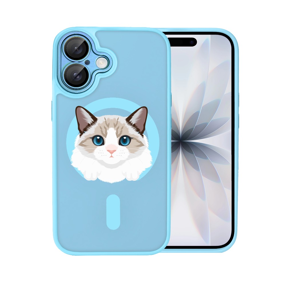 Etui do iPhone 17 Color Flush z MagSafe, z osłoną aparatu, kot birmański, niebieskie
