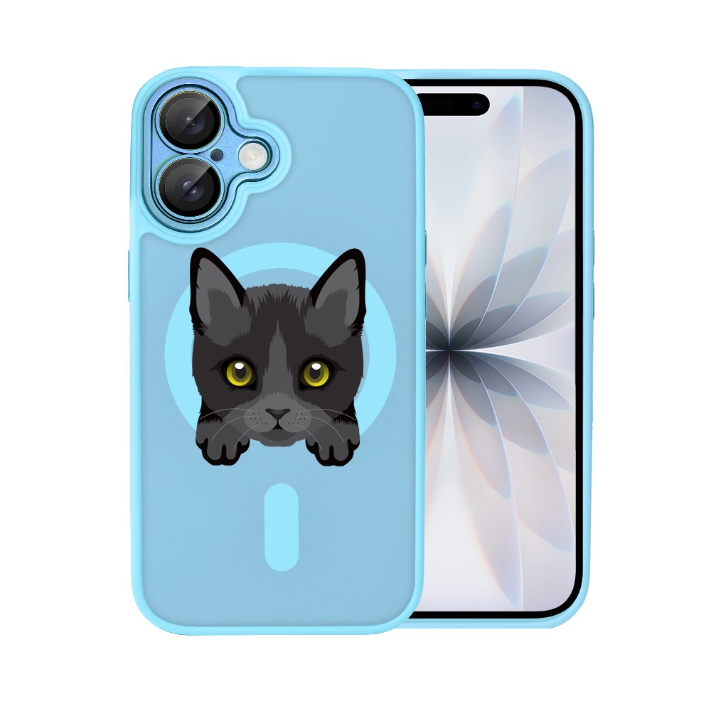 Etui do iPhone 17 Color Flush z MagSafe, z osłoną aparatu, kot bombajski, niebieskie