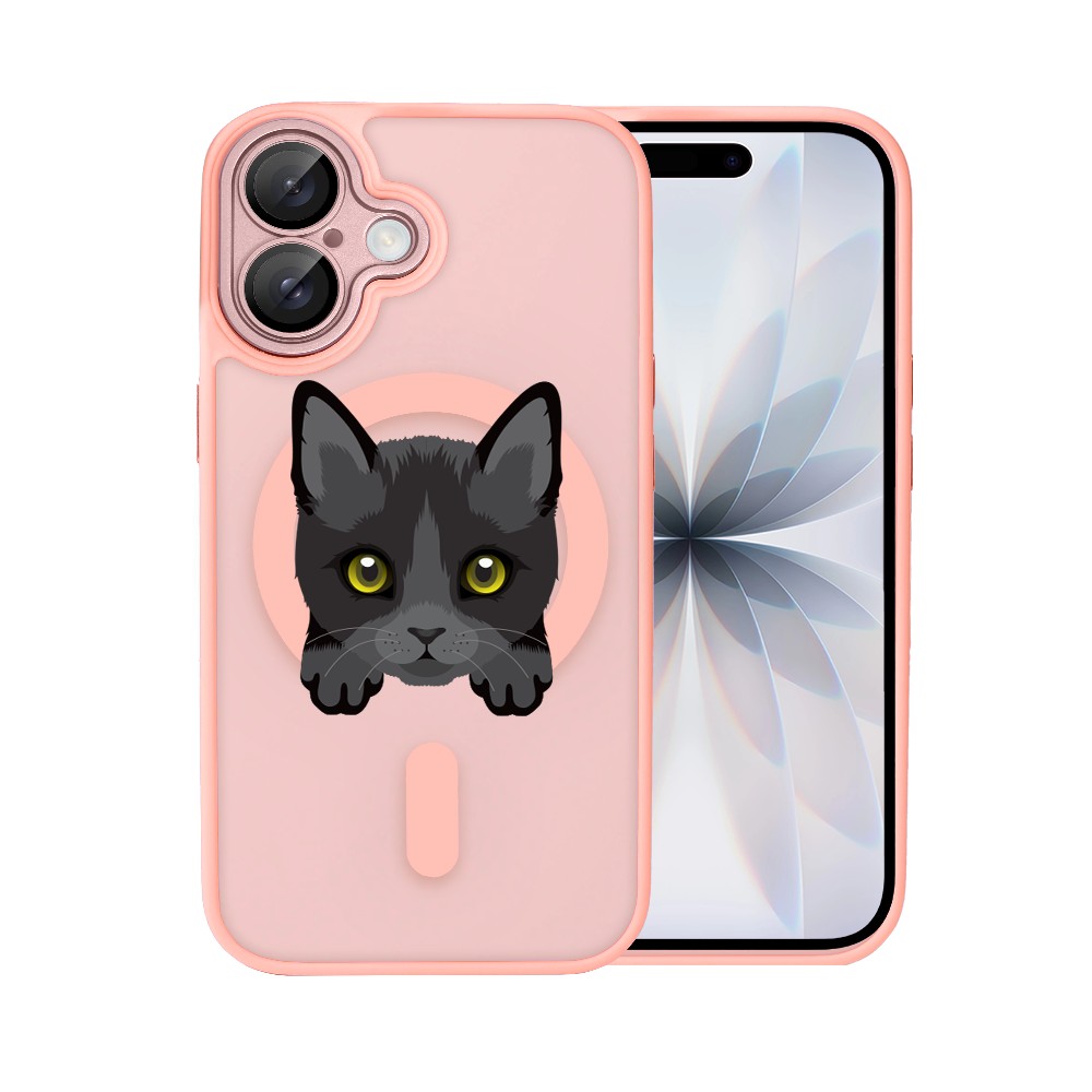 Etui do iPhone 17 Color Flush z MagSafe, z osłoną aparatu, kot bombajski, różowe