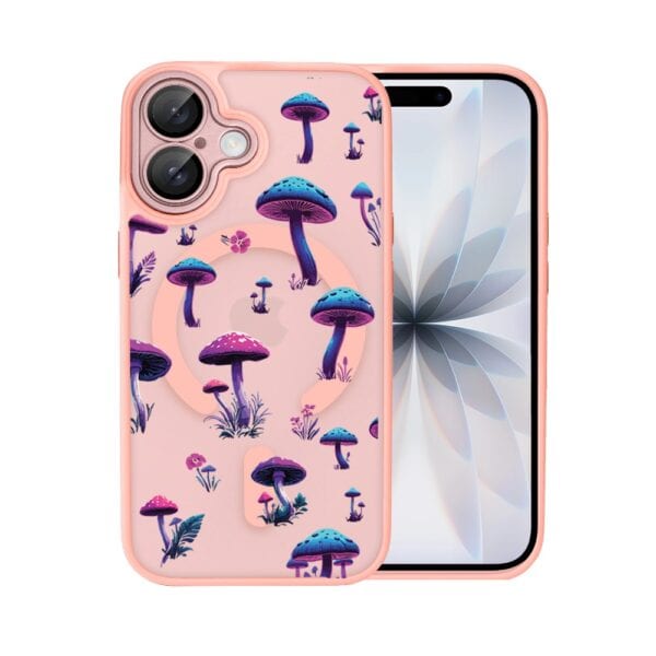 Etui do iPhone 17 Color Flush z MagSafe, z osłoną aparatu, magiczne grzybki, różowe