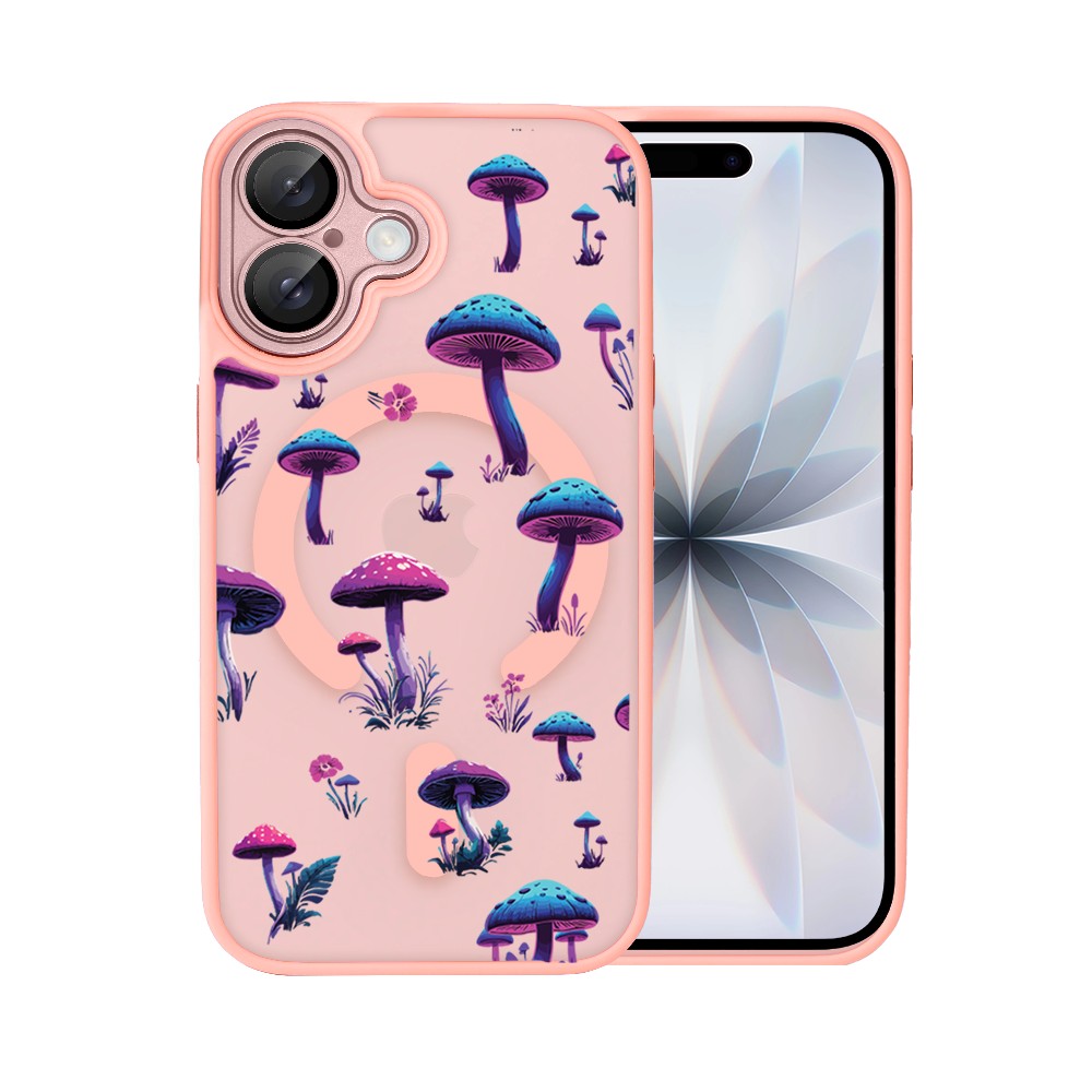 Etui do iPhone 17 Color Flush z MagSafe, z osłoną aparatu, magiczne grzybki, różowe