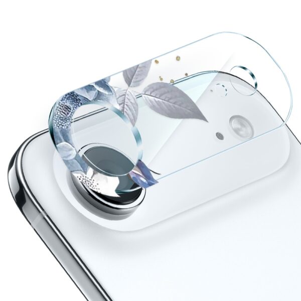 iPhone Air pełne szkło hartowane na cały aparat, kamerę, niebieskie kwiaty1