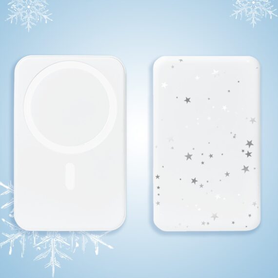 2Power bank MagSafe 5000mAh ładowanie bezprzewodowe iPhone 17:16:15:14:13:12, szampańskie gwiazdki, biały