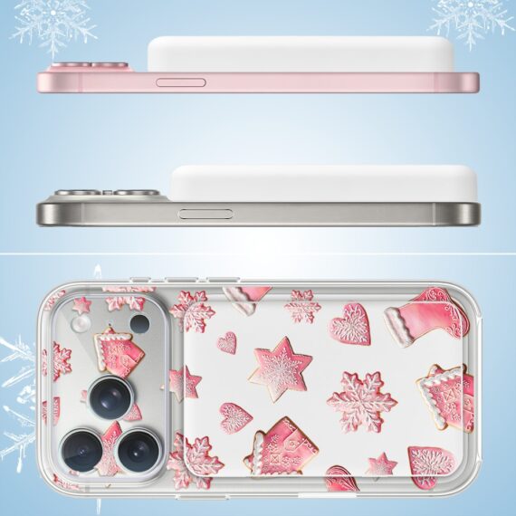 7Power bank MagSafe 5000mAh ładowanie bezprzewodowe iPhone 17:16:15:14:13:12, różowe pierniczki, biały