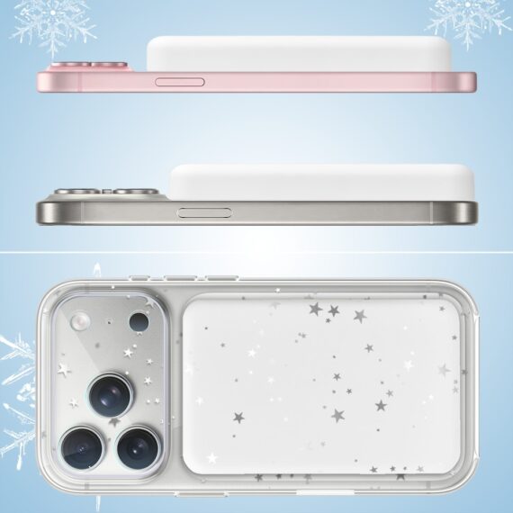7Power bank MagSafe 5000mAh ładowanie bezprzewodowe iPhone 17:16:15:14:13:12, szampańskie gwiazdki, biały