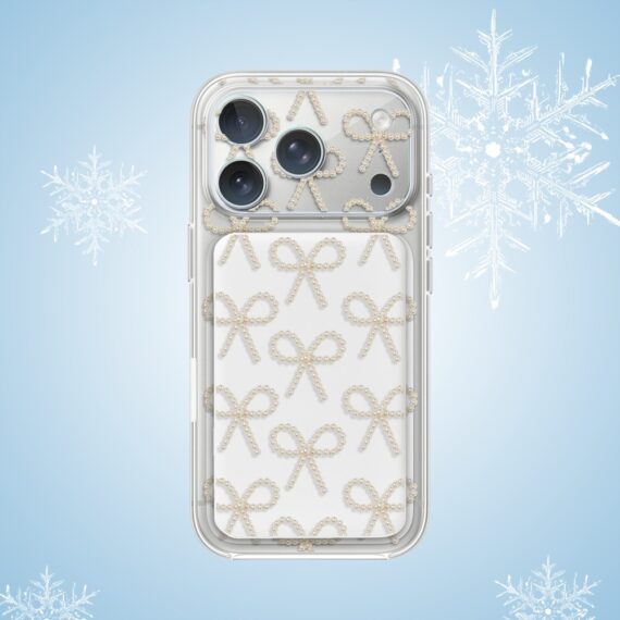 8Power bank MagSafe 5000mAh ładowanie bezprzewodowe iPhone 17:16:15:14:13:12, złote kokardki, biały