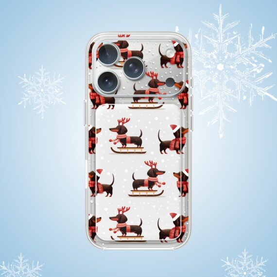 8Power bank Magsafe 5000mAh ładowanie bezprzewodowe iPhone 17:16:15:14:13:12, jamniki na saniach, biały