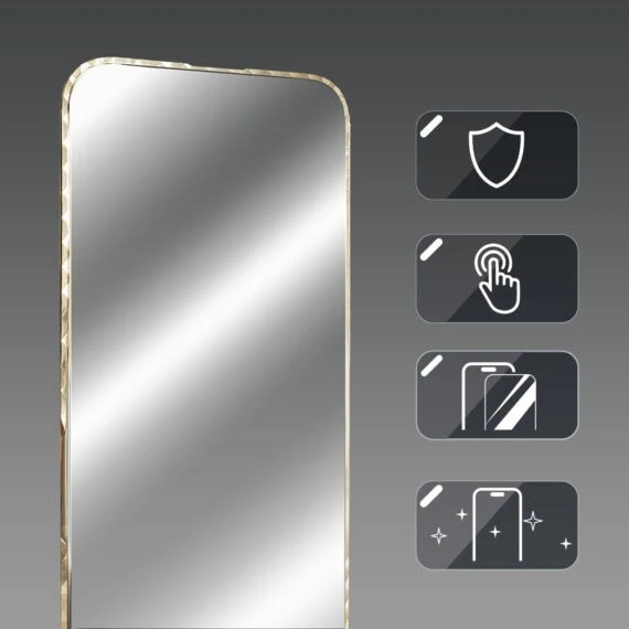 Diamond Cut, twarde szkło z ozdobną diamentową ramką do iPhone 16 PM, zło (4)
