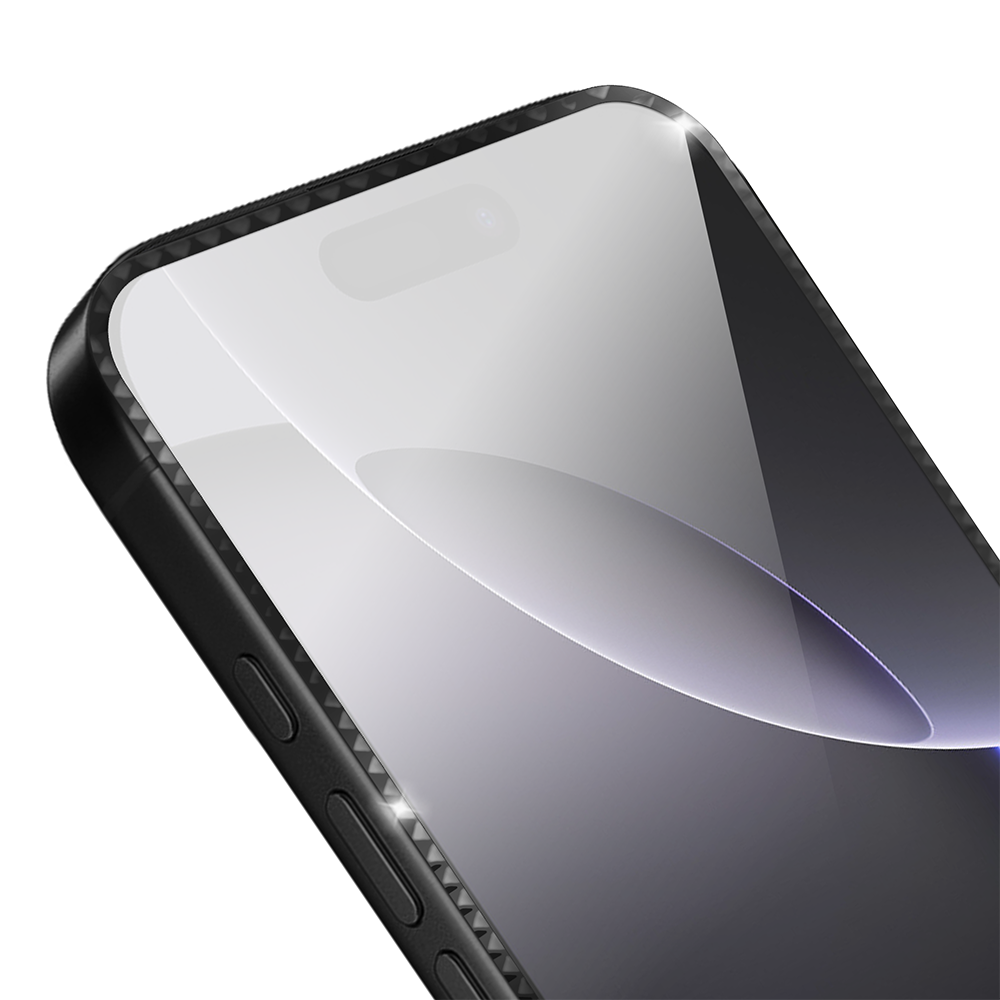 Diamond Cut, twarde szkło z ozdobną diamentową ramką do iPhone 16 Pro Max, czarne (1)