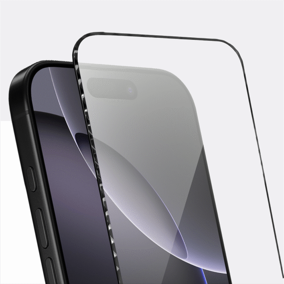 Diamond Cut, twarde szkło z ozdobną diamentową ramką do iPhone 16 Pro Max, czarne (2)