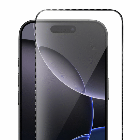 Diamond Cut, twarde szkło z ozdobną diamentową ramką do iPhone 16 Pro Max, czarne (5)