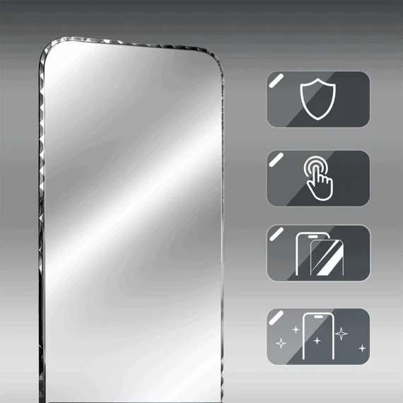 Diamond Cut, twarde szkło z ozdobną diamentową ramką do iPhone 16 Pro Max, czarne, nowe (