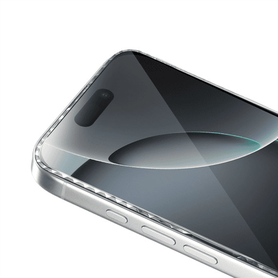 Diamond Cut, twarde szkło z ozdobną diamentową ramką do iPhone 16 Pro Max, srebrne, nowe (3)