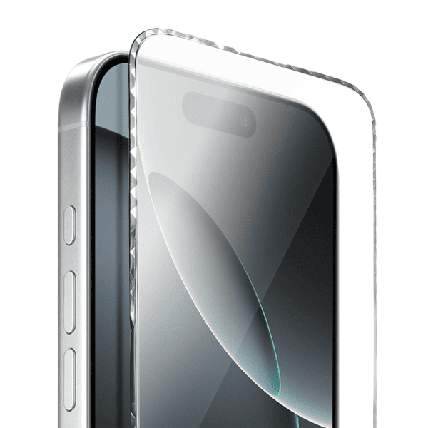 Diamond Cut, twarde szkło z ozdobną diamentową ramką do iPhone 16 Pro Max, srebrne, nowe (5)