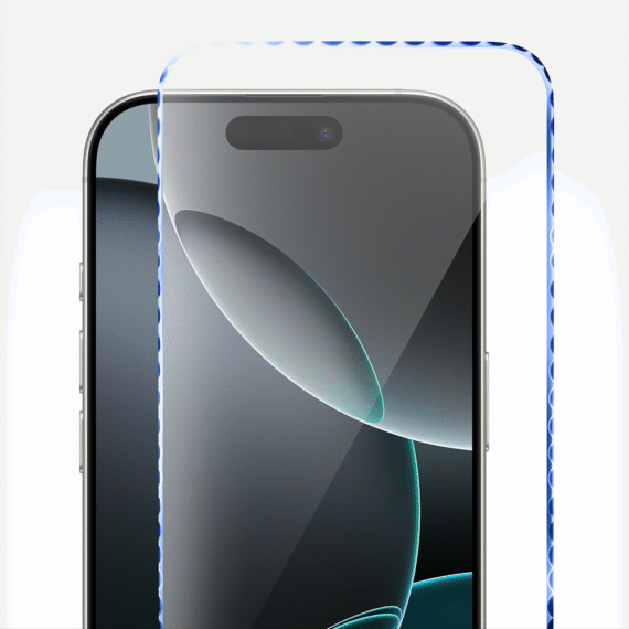 Diamond Cut, twarde szkło z ozdobną diamentową ramką do iPhone 16 Pro, niebieskie (4)