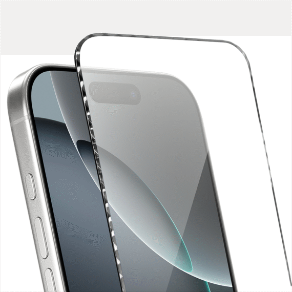 Diamond Cut, twarde szkło z ozdobną diamentową ramką do iPhone 16 Pro, srebrne (3)