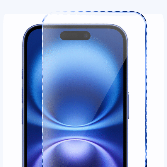 Diamond Cut, twarde szkło z ozdobną diamentową ramką do iPhone 16, niebieskie (1)