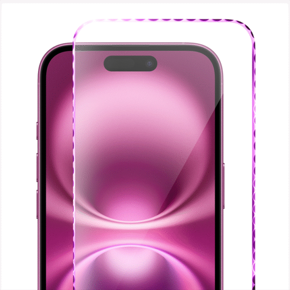 Diamond Cut, twarde szkło z ozdobną diamentową ramką do iPhone 16, różowe (5)