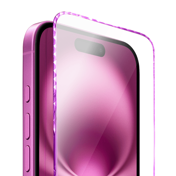 Diamond Cut, twarde szkło z ozdobną diamentową ramką do iPhone 16, różowe, nowe (4)