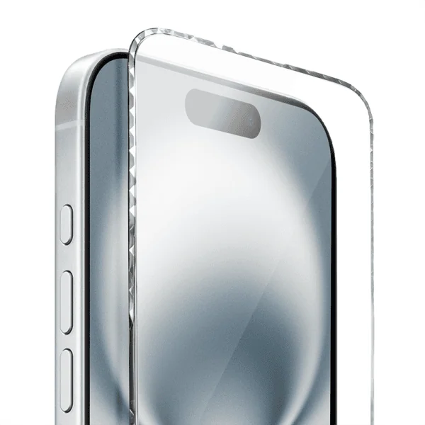 Diamond Cut, twarde szkło z ozdobną diamentową ramką do iPhone 16, srebrne, nowe (4)