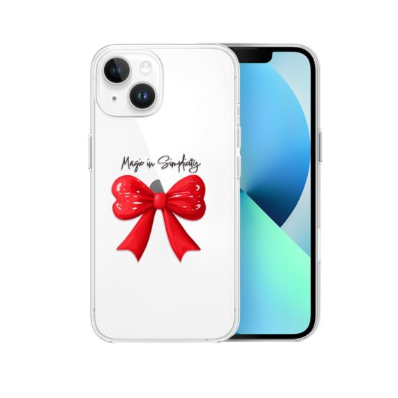 Etui do iPhone 13 Mini, Przytulne święta, Czerwona kokarda, przeźroczyste3