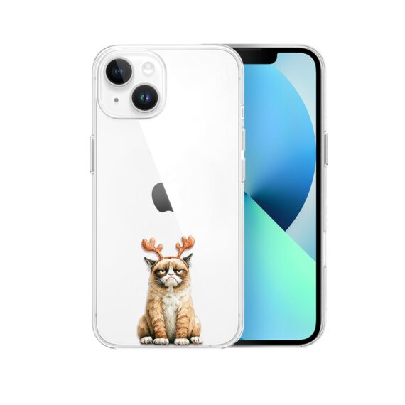 Etui do iPhone 13, Przytulne święta, Kot który nie chciał być reniferem, przeźroczyste2