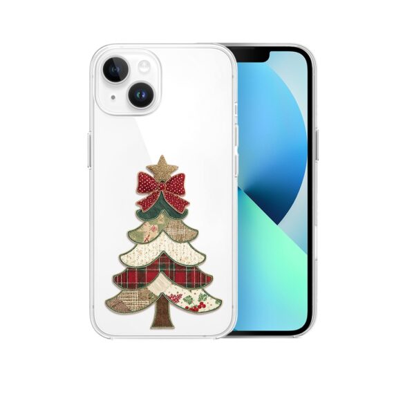 Etui do iPhone 13, Przytulne święta, Kraciasta choinka, przeźroczyste2