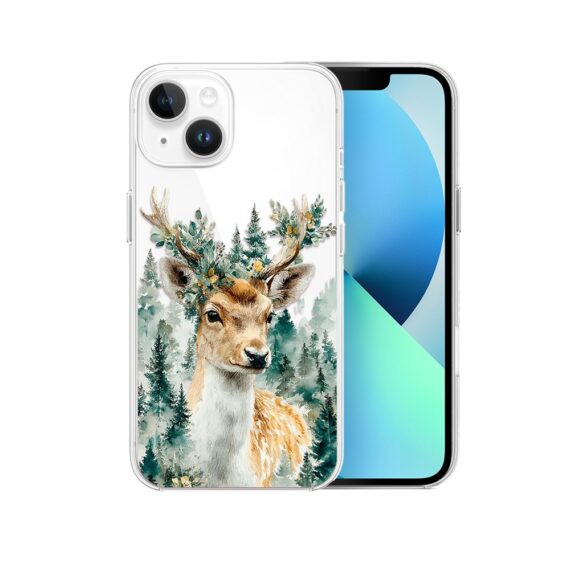 Etui do iPhone 13, Przytulne święta, Leśny Jelonek, przeźroczyste2