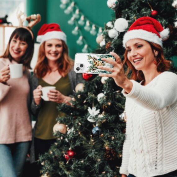 Etui do iPhone 13, Przytulne święta, Leśny Jelonek, przeźroczyste4