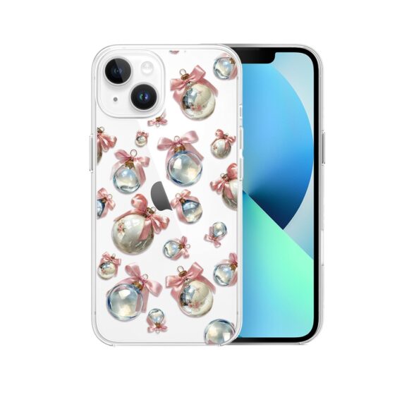 Etui do iPhone 13, Przytulne święta, Pastelowe bombki, przeźroczyste2