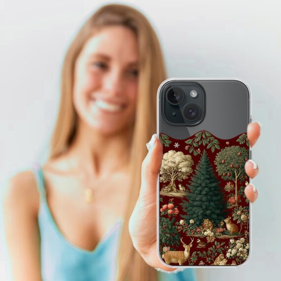 Etui do iPhone 13, Zimowa Magia, Świąteczny las, przeźroczyste3