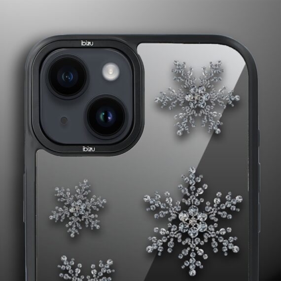 Etui do iPhone 14 Plus IBIZU DropGuard Matt z MagSafe, Zimowa magia, Płatki śniegu na czarnym lustrze ip 14-5