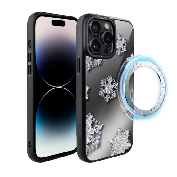 Etui do iPhone 14 Pro Max IBIZU DropGuard Matt z MagSafe, Zimowa magia, Królewskie płatki śniegu ip 14 pro-6