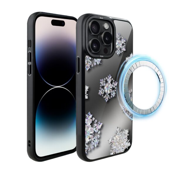 Etui do iPhone 14 Pro IBIZU DropGuard Matt z MagSafe, Zimowa magia, Królewskie płatki śniegu