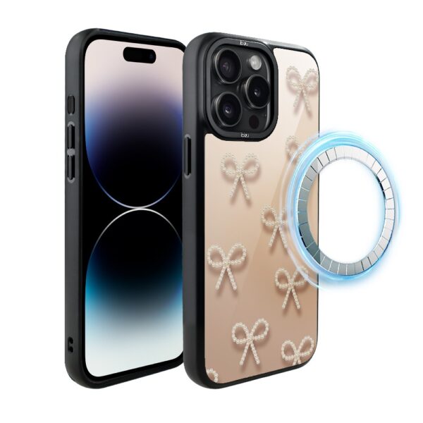Etui do iPhone 14 Pro IBIZU DropGuard Matt z MagSafe, Perłowe kokardki