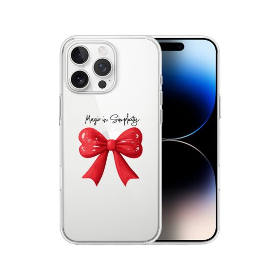 Etui do iPhone 14 Pro, Przytulne święta, Czerwona kokarda, przeźroczyste7