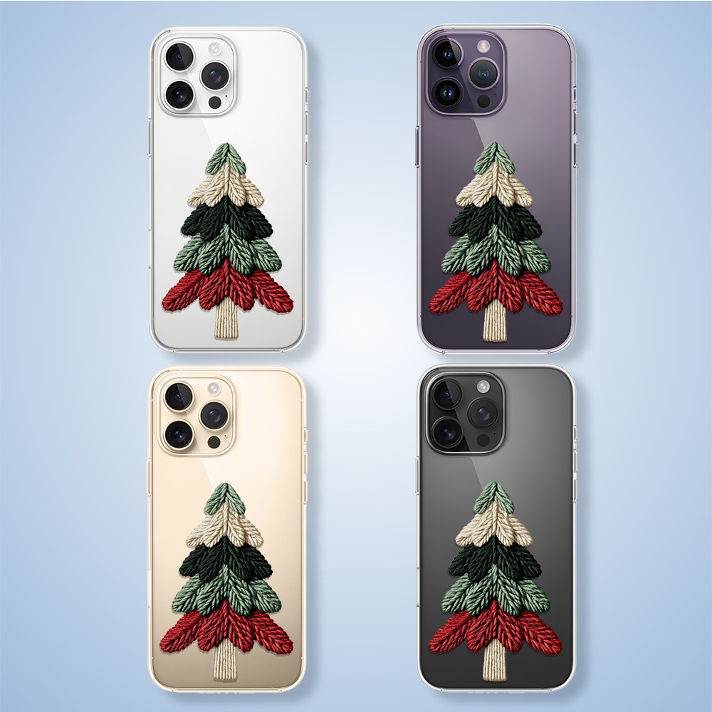 Etui do iPhone 14 Pro, Przytulne święta, Dziana choinka, przeźroczyste2