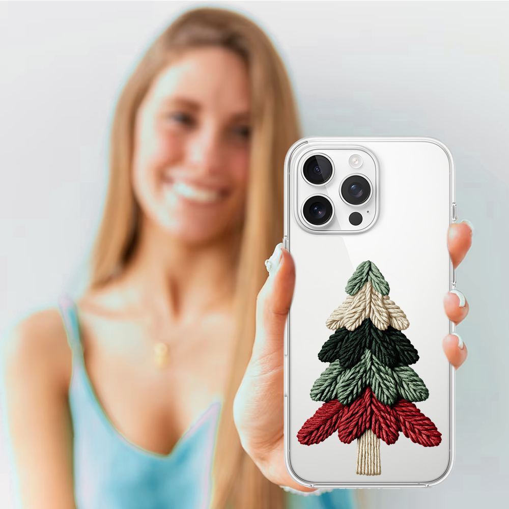 Etui do iPhone 14 Pro, Przytulne święta, Dziana choinka, przeźroczyste4