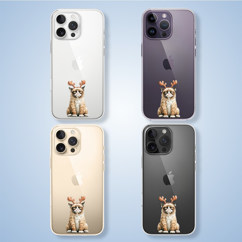 Etui do iPhone 14 Pro, Przytulne święta, Kot który nie chciał być reniferem, przeźroczyste2