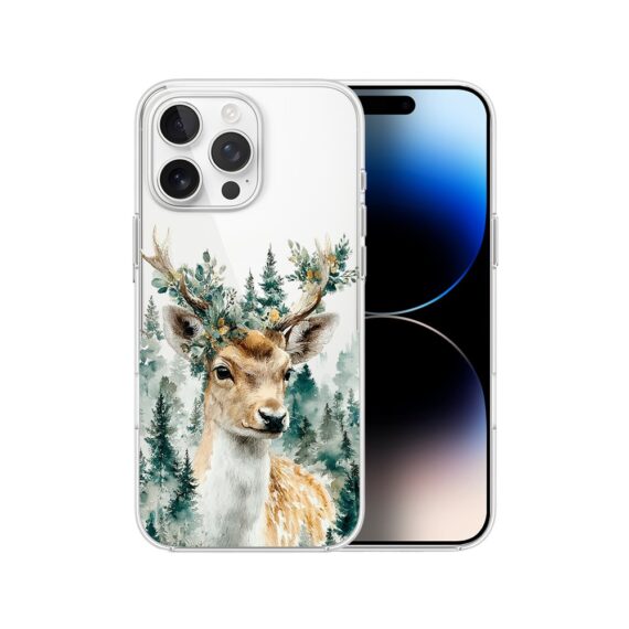 Etui do iPhone 14 Pro, Przytulne święta, Leśny Jelonek, przeźroczyste7