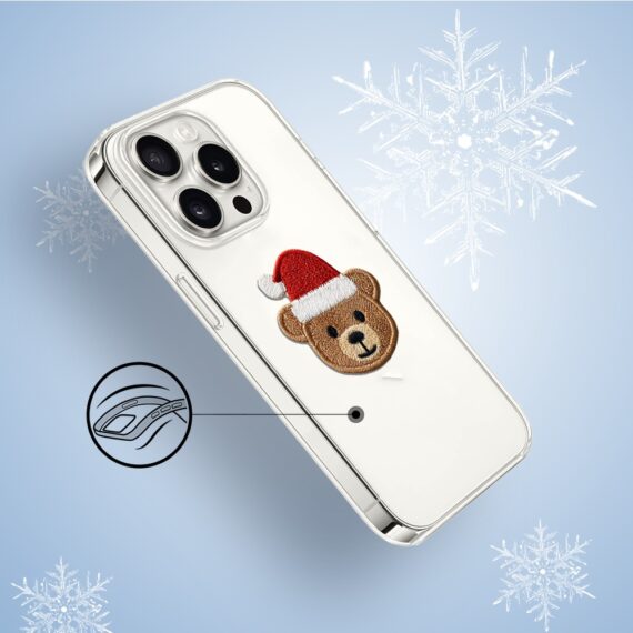Etui do iPhone 14 Pro, Przytulne święta, Miś Mikołajek, przeźroczyste3