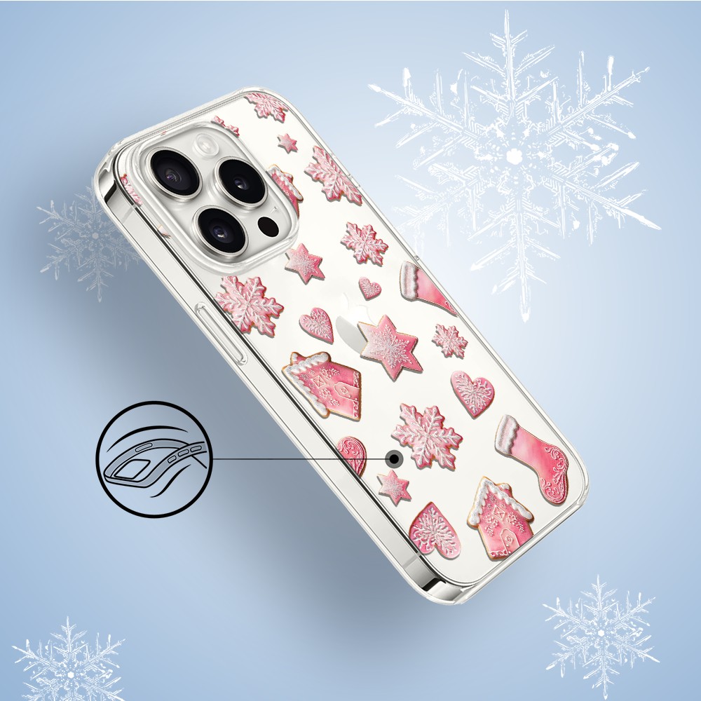 Etui do iPhone 14 Pro, Przytulne święta, Różowe pierniczki, przeźroczyste3