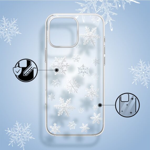 Etui do iPhone 14 Pro, Zimowa Magia, Delikatne płatki śniegu, przeźroczyste1