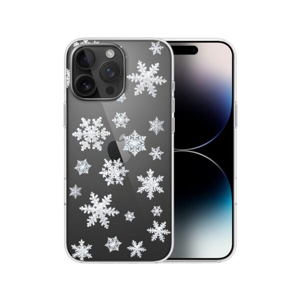 Etui do iPhone 14 Pro Max, Zimowa Magia, Delikatne płatki śniegu, przeźroczyste