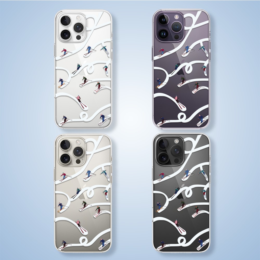 Etui do iPhone 14 Pro, Zimowa Magia, Narciarskie wiraże, przeźroczyste2