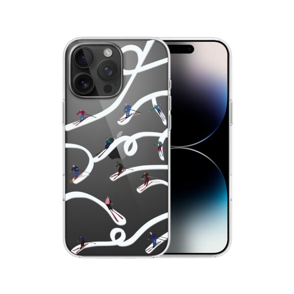 Etui do iPhone 14 Pro Max, Zimowa Magia, Narciarskie wiraże, przeźroczyste