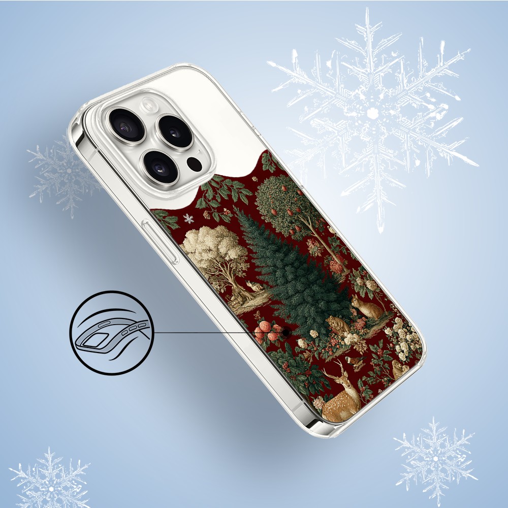 Etui do iPhone 14 Pro, Zimowa Magia, Świąteczny las, przeźroczyste3
